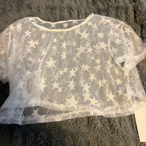 White Sheer Star Cropped Top - Picture 4 of 7